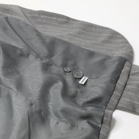 New York & Co Pinstripe Blazer Jacket Grey Silver Single Breasted Peak Lapel - Picture 13 of 14